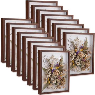 16 Pack 11.6x14.5 Inch Shadow Box Frames Display Cases Bulk, Walnut