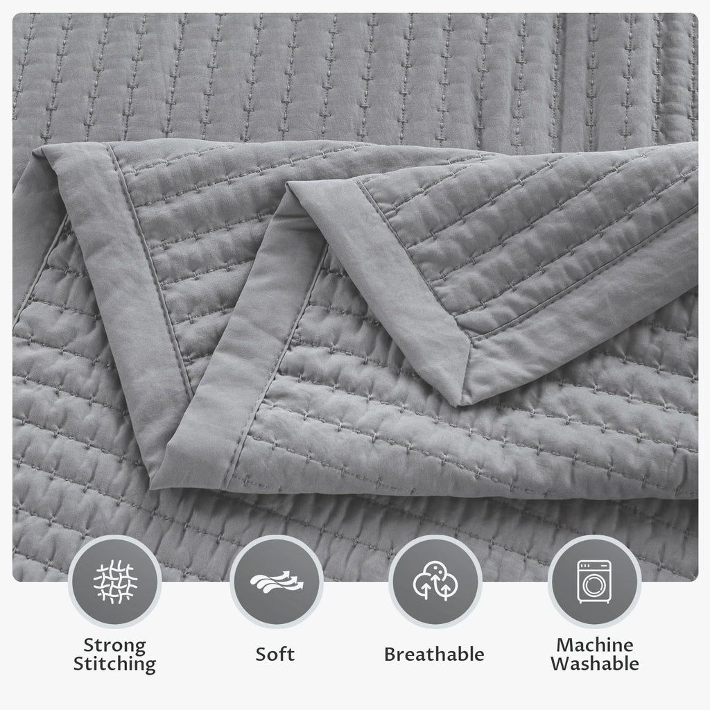 Quilt Set 112x106, Soft Washed 3-Layer Lightweight