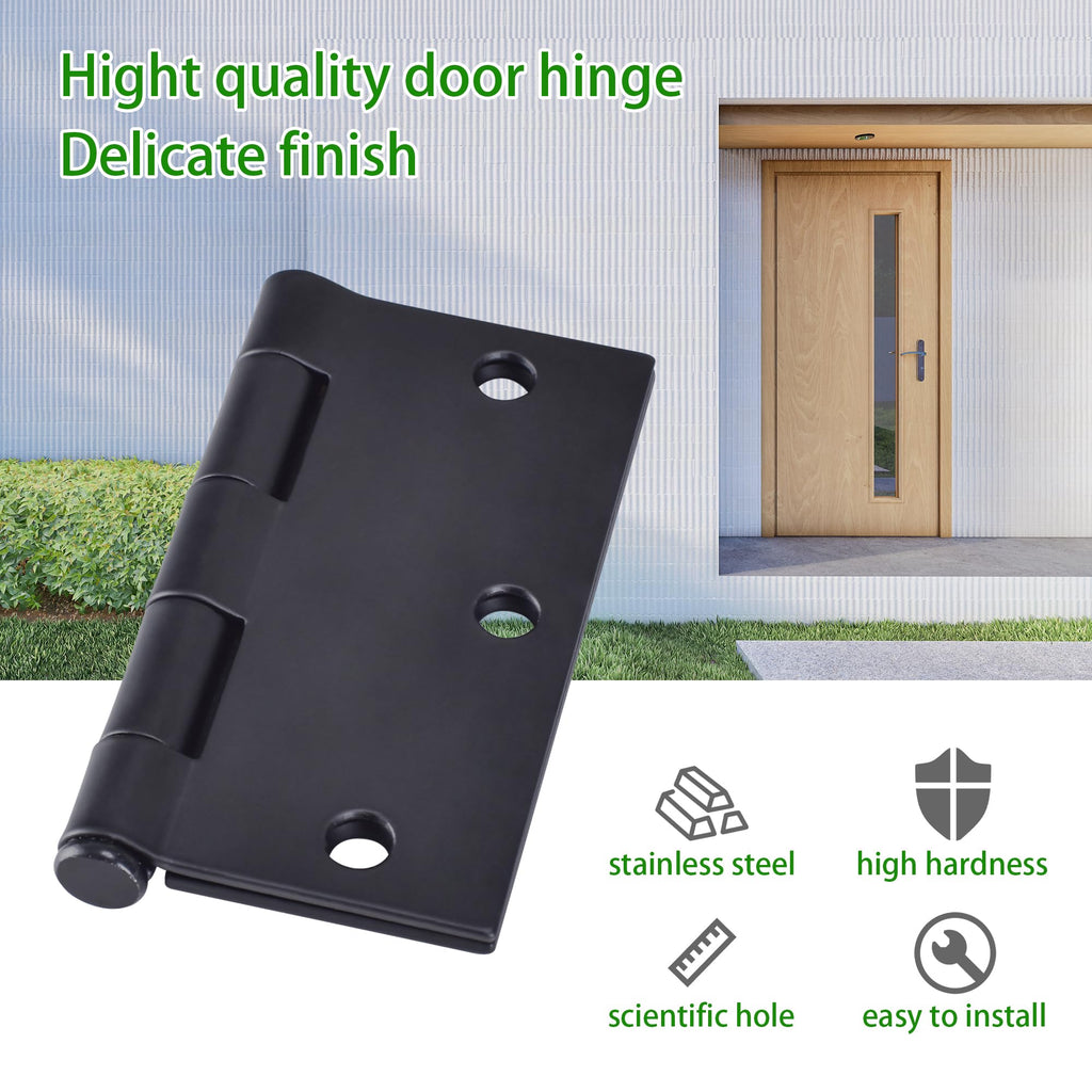 6 Pack Black Door Hinges, 3.5 x 3.5 Inch Black Hinges for Interior Doors 3 1/2 Inch Door Hinges for Residential
