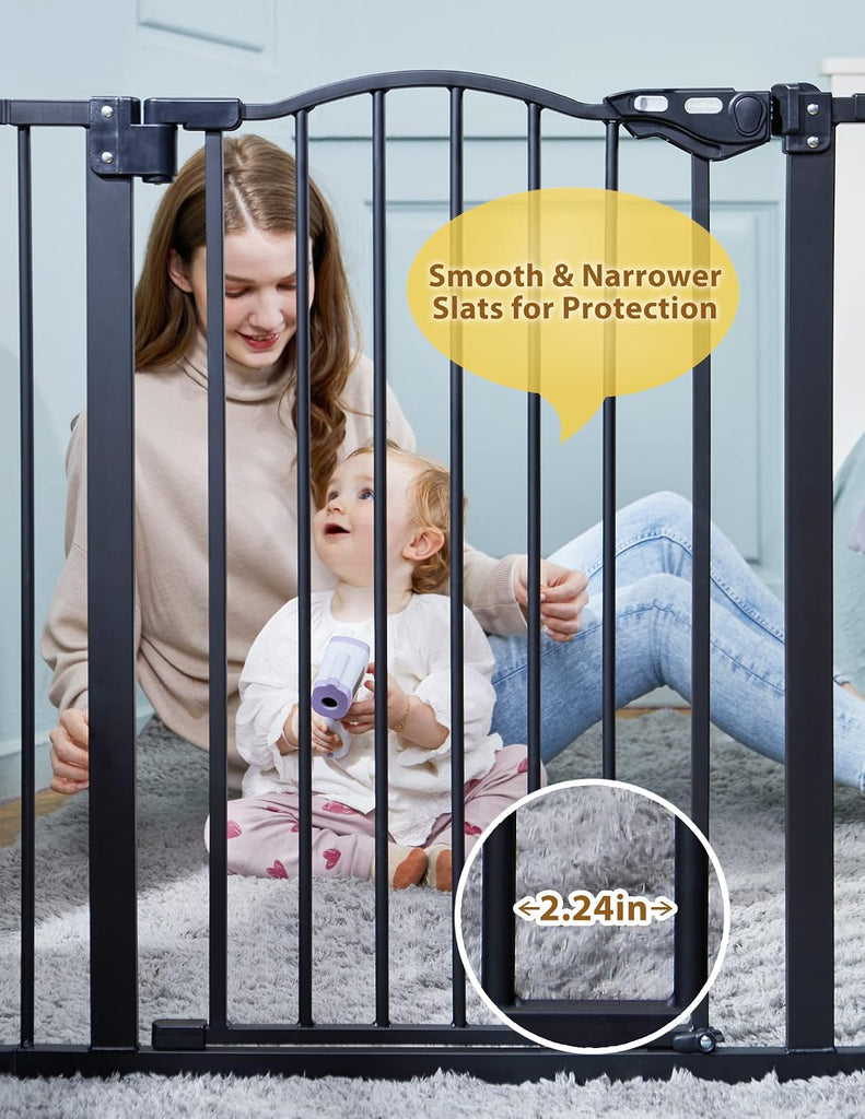 29-39.6" Baby Gate for Stairs & Doorways, 30" Tall Pressure Mount Pet Gates, Auto Close Both Sides Walk