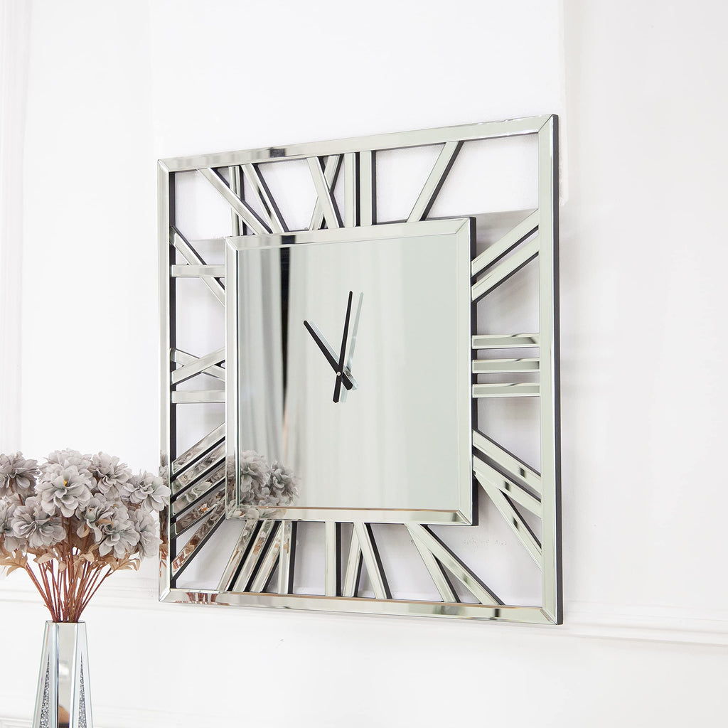 24" Wall Clocks Decor - Glossy Mirror Finish
