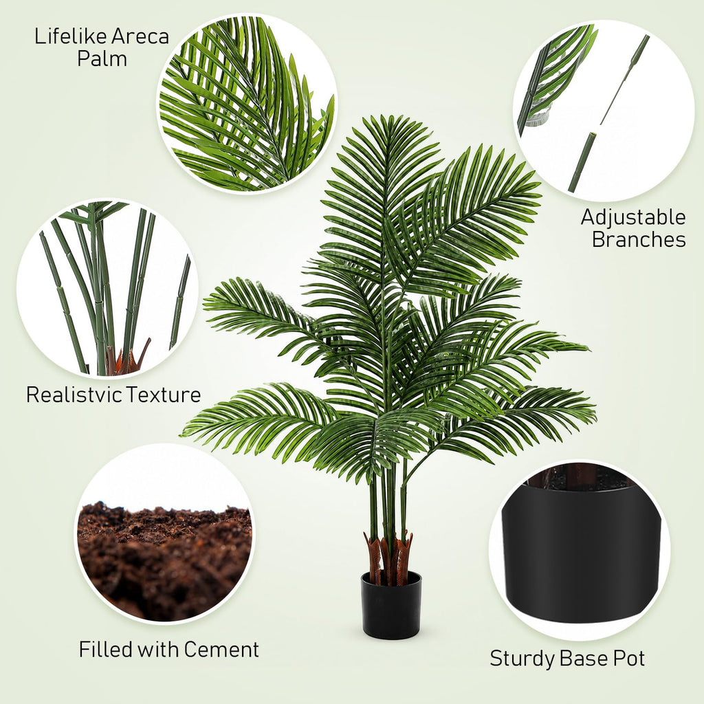4 Pack Artificial Palm Trees 3Ft 4Ft, Fake Plants Fake Trees Artificial Areca Palm Plants for Outdoor Indoor Faux