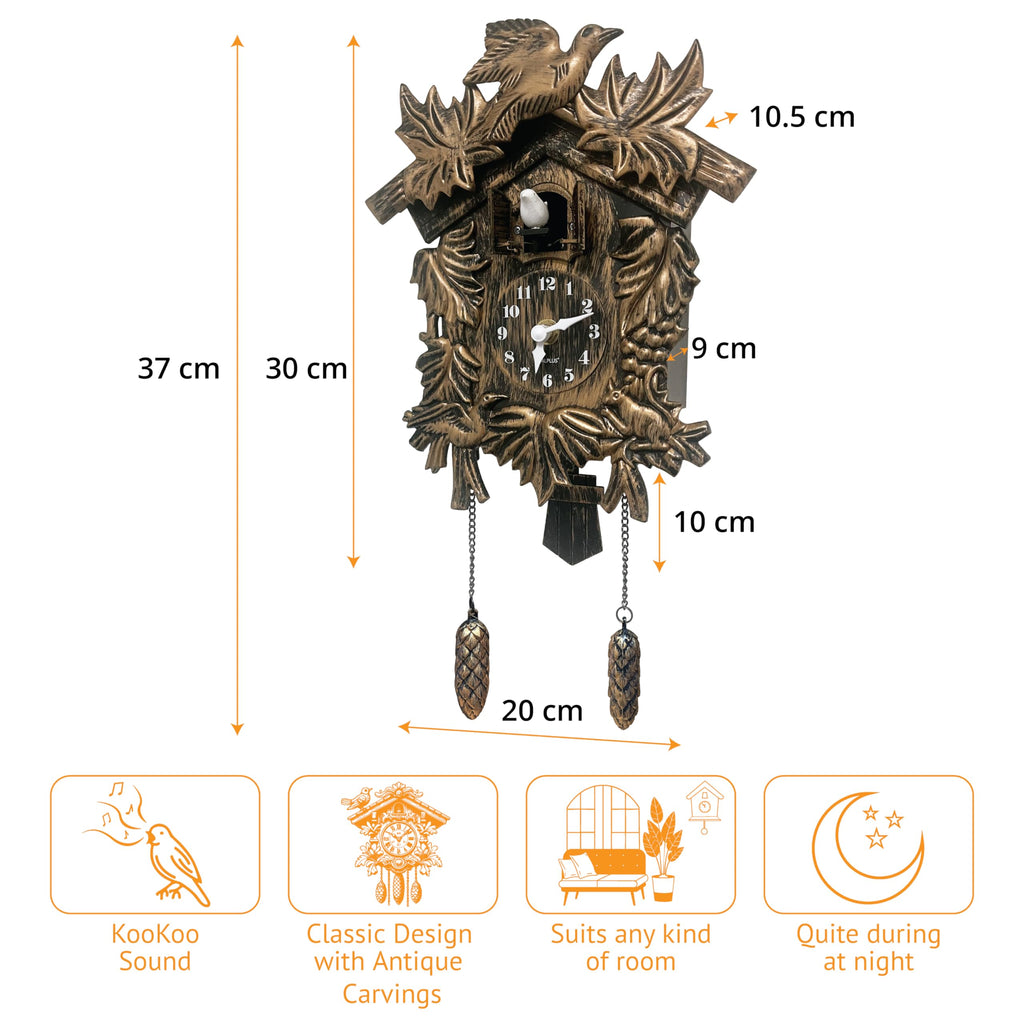 Chiming Cookoo Clock Brown Vintage Bird Flapping Cuckoo Clocks Volume Adjustable Coo Coo Clocks Wall Decoration