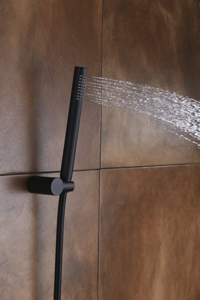 Matte Black Shower System with Rain Shower and Handheld