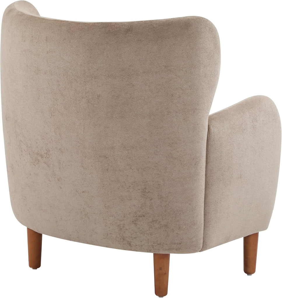 Dolly Mid-Century Modern Velvet Upholstered Wingback Club Chair, Living Room Lounge Chair for Relaxation, Reading