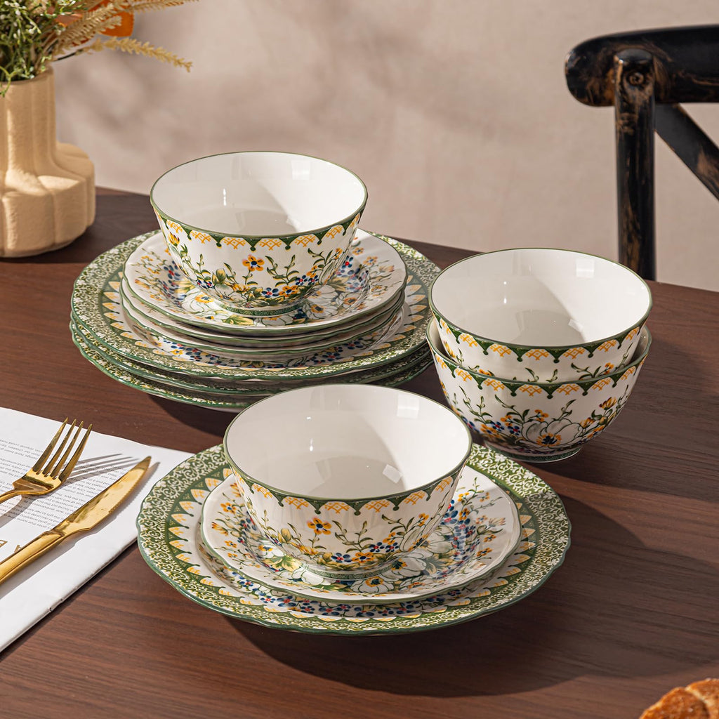 Ceramic Dinnerware Set, Series Western I(Green Jasmine)