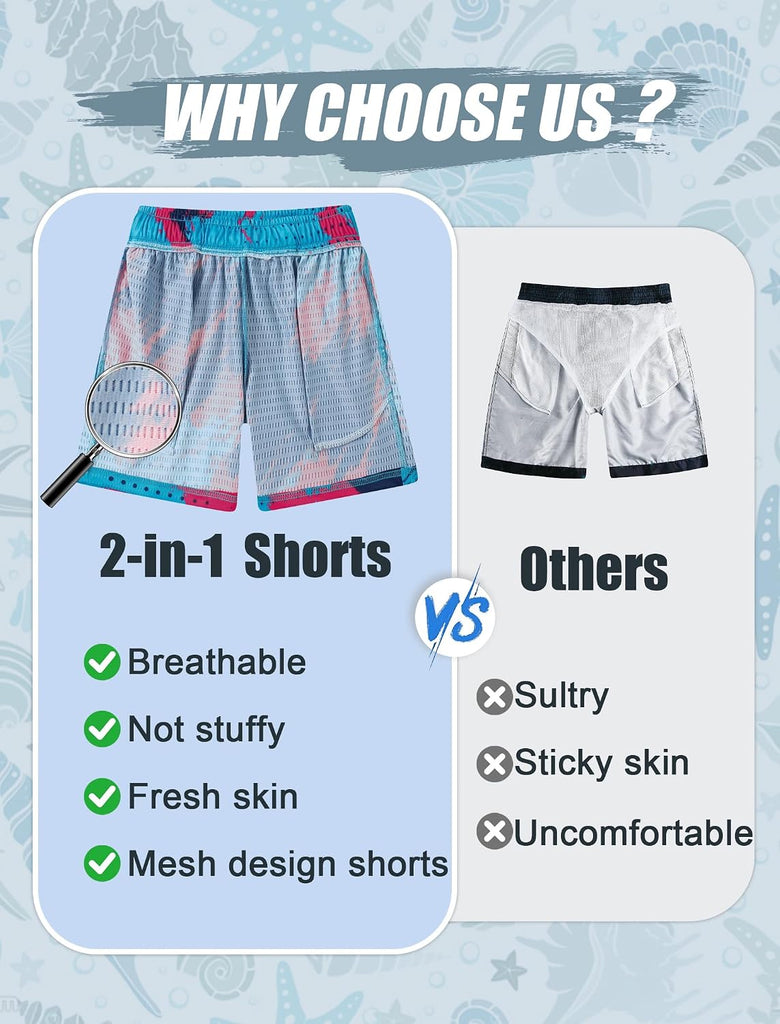 Boys Mesh Athletic Shorts Way Stretch Sportwear with Pockets