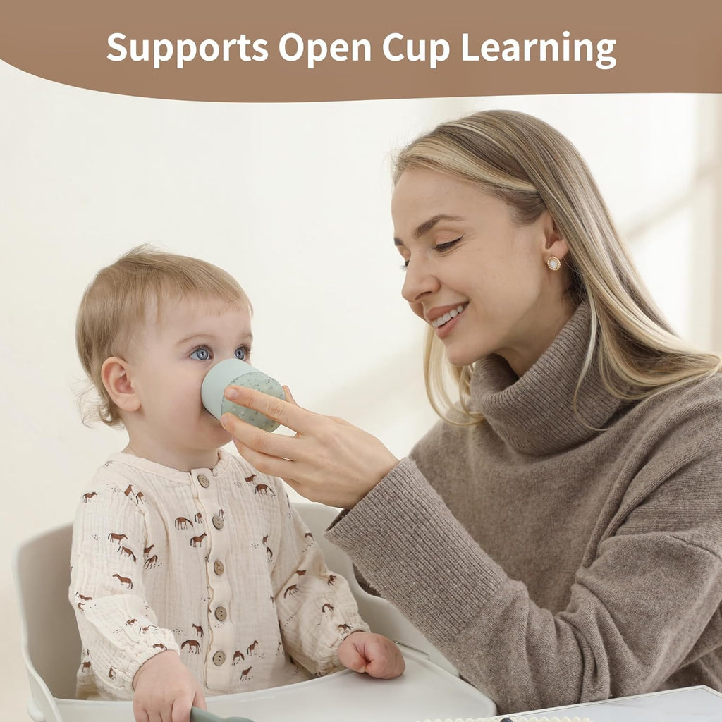Baby Training Cup & Sippy Cup Set | 4 Months+ | Baby-Led Weaning Essential | Gift for Infants (Mint Cup Set, 2 Pack)