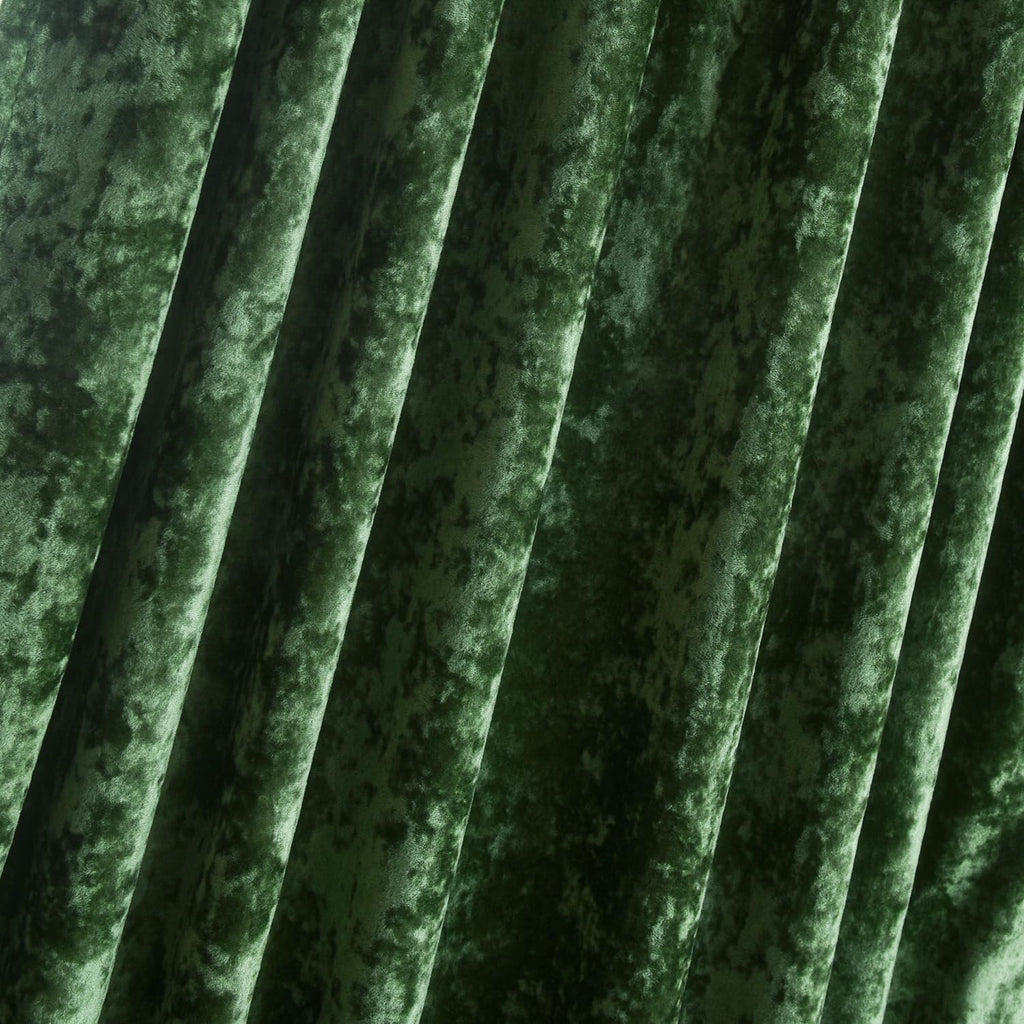 Lux Forest Green Crushed Velvet Curtains, 2 Panel Set, Room Darkening Distressed Velvet Back Tab Curtain, 52" W x 84"