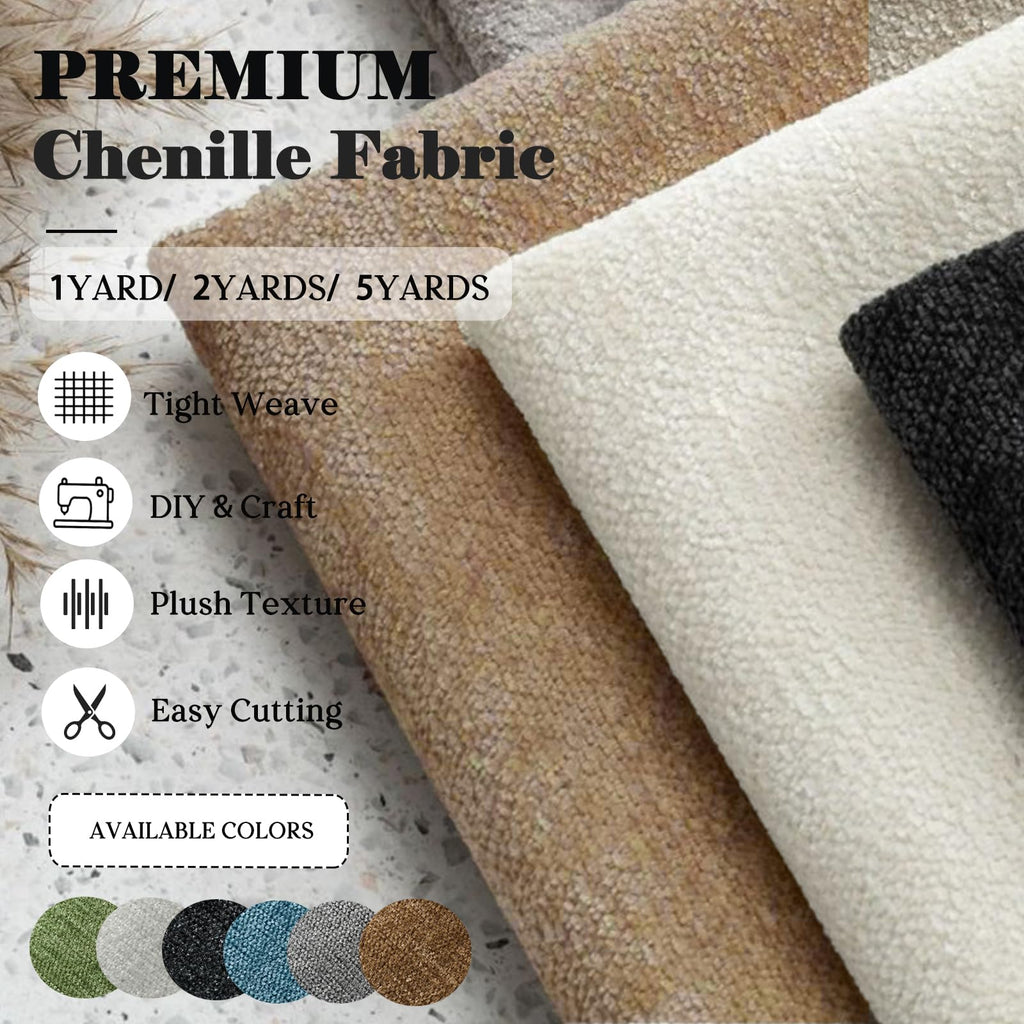 Chenille Fabric by the Yard 59" W Upholstery Material DIY(1 Yard)