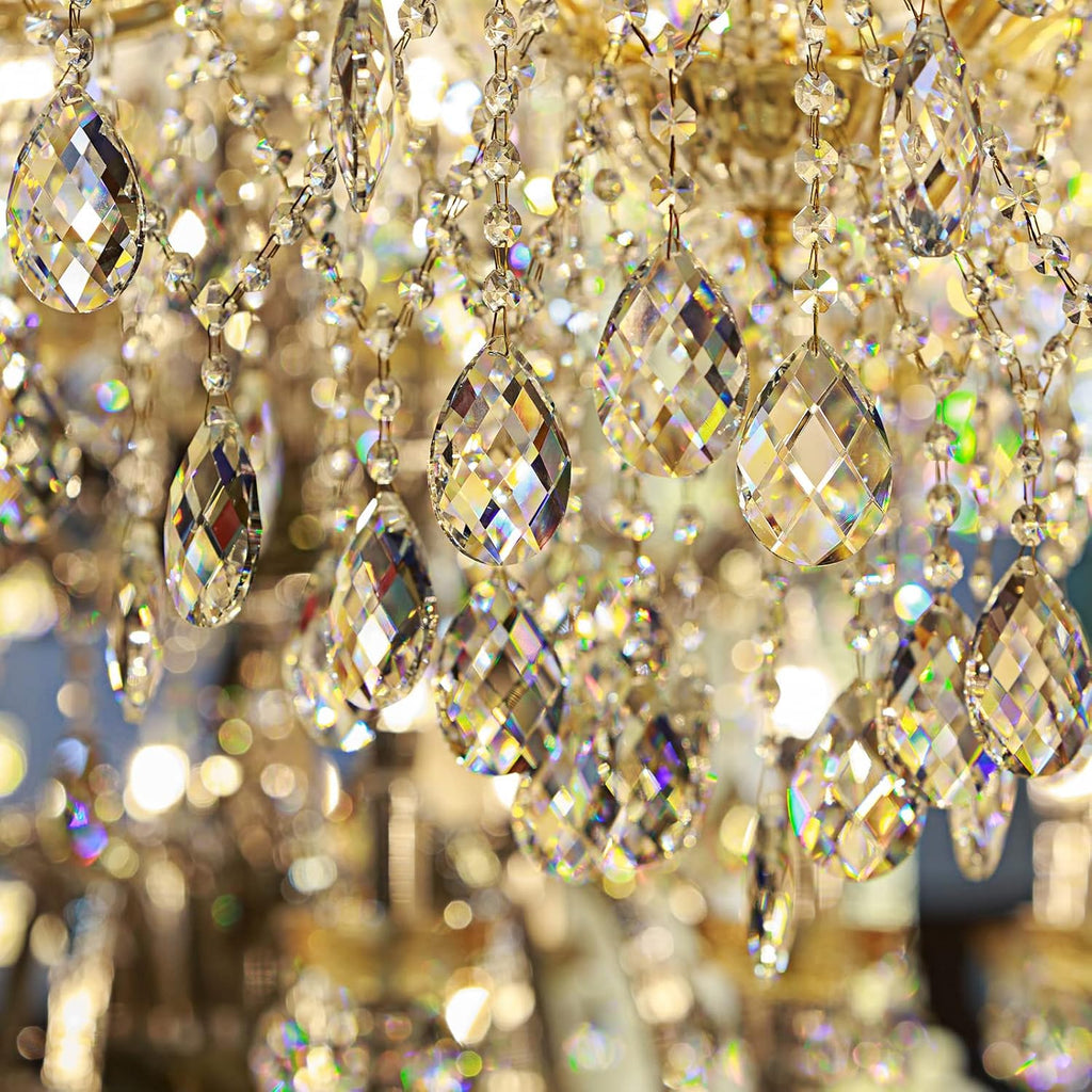 24 Pcs Chandelier Crystal Replacement 38 mm Teardrop & Icicle Crystal Prisms Hanging Gems Parts for Lamps and