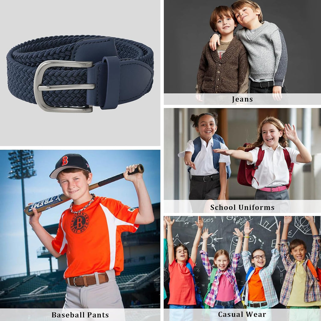 Boys Elastic Braided Belt - Stretch Golf Belt for Boys and Girls