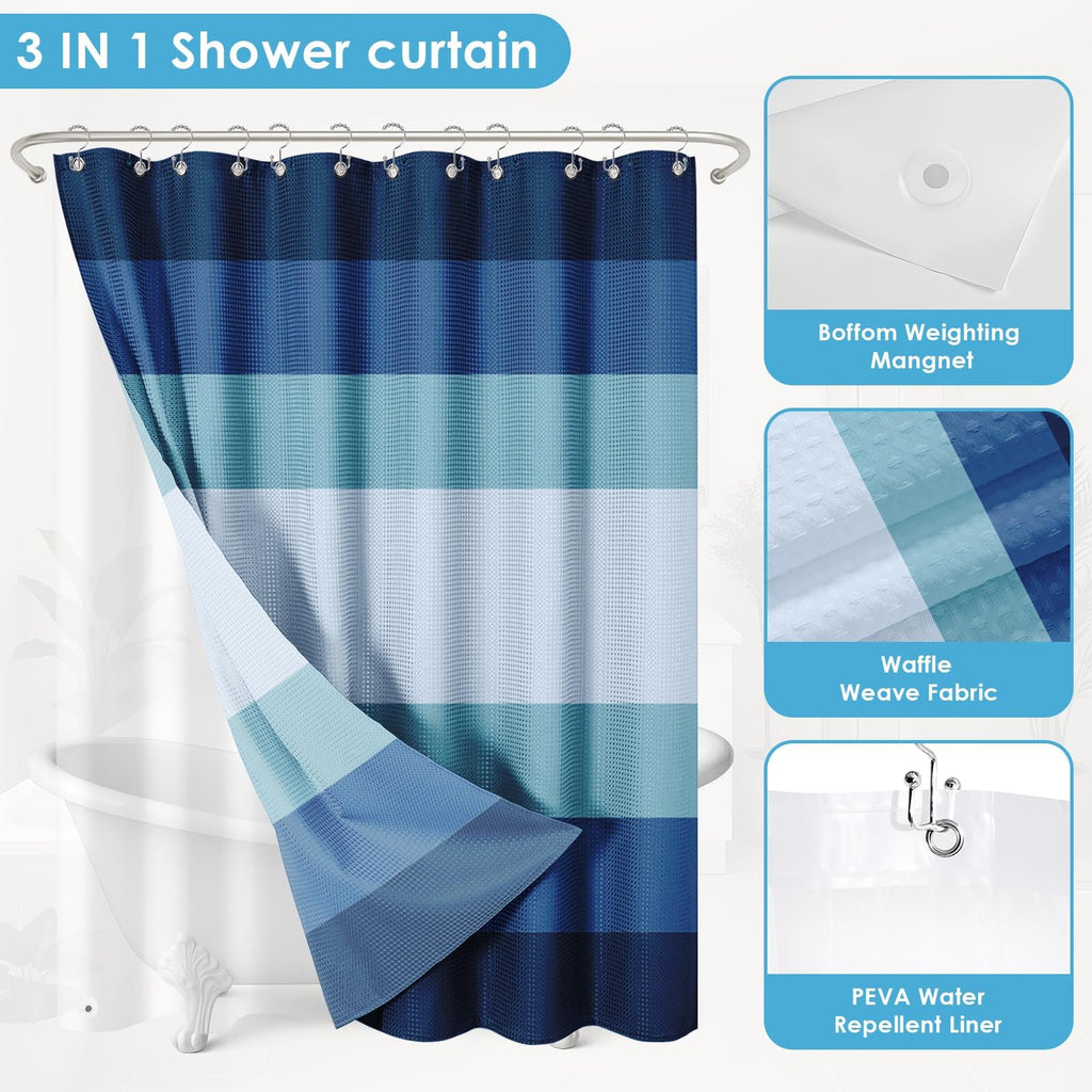 3 in 1 and Liner, 72 x 72 inch, Navy Stripe