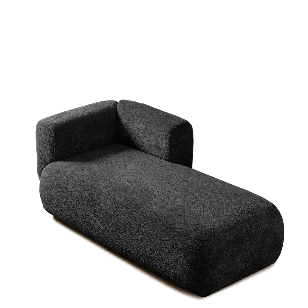 Boucle Upholstered Right Facing Chaise Lounge Indoor Bedroom, Comfy Single Chaise Lounge Modern Leisure Recliner