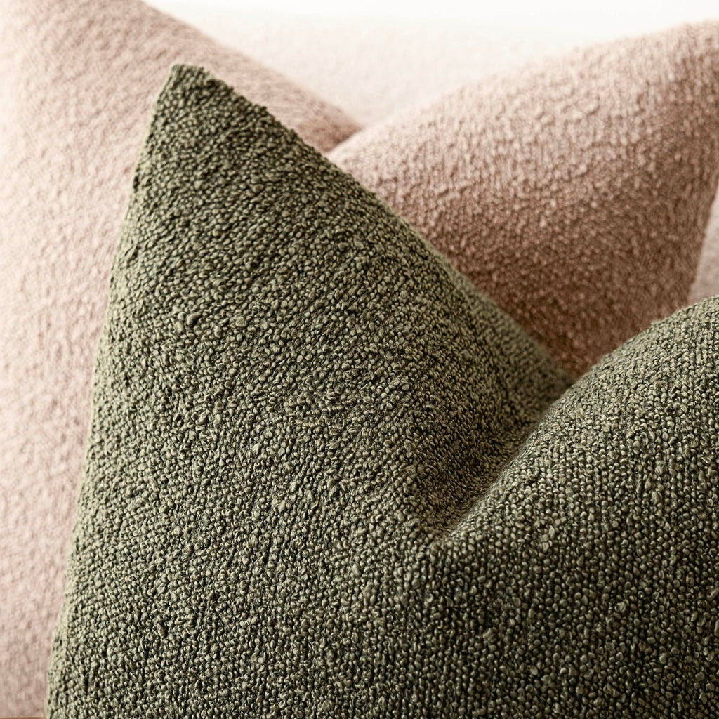 Cozy Textured Boucle Lumbar Throw Pillow Covers 12x20 Moss Green