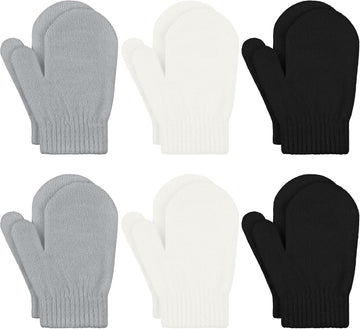 6 Toddler Knitted Mittens Magic Stretch Gloves Winter Warm Knitted Soft Baby Mittens