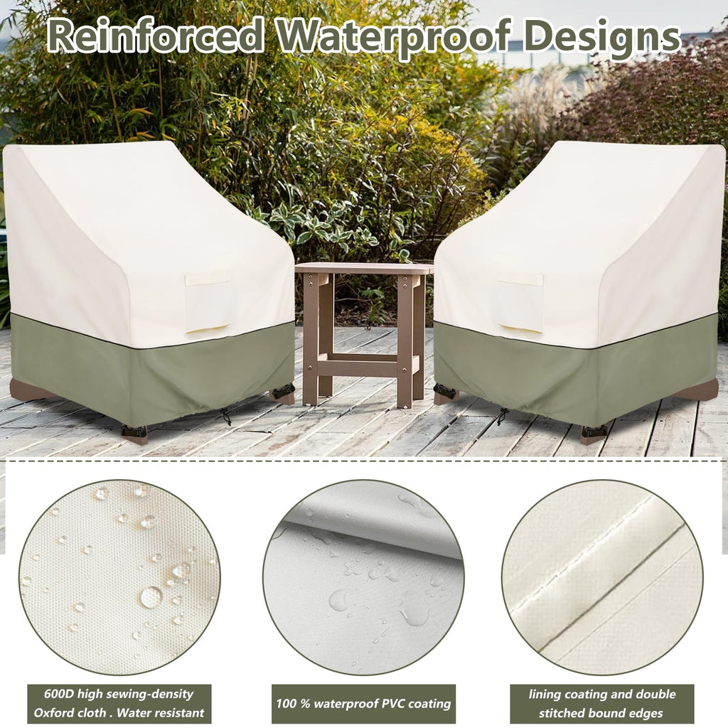 Waterproof 2 Pack Patio Adirondack Chair Cover for Outdoor Chair Size Up to 32W x 35D x 36H inch, Outdoor Lawn Patio