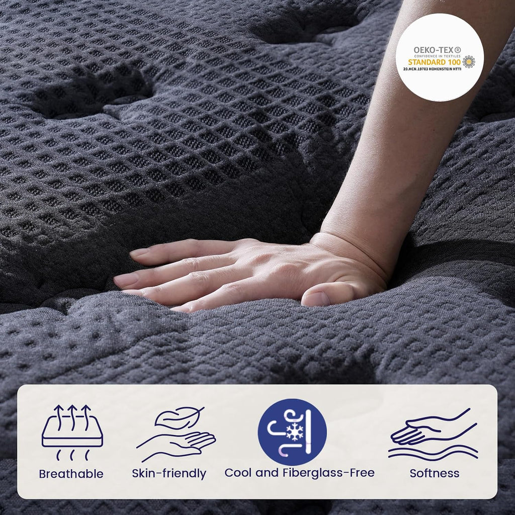 (High-End Upgraded) Luxury 18 Inch King Size Hybrid Mattress in a Box | with Gel Memory Foam & Pocket Springs, 7-Zone
