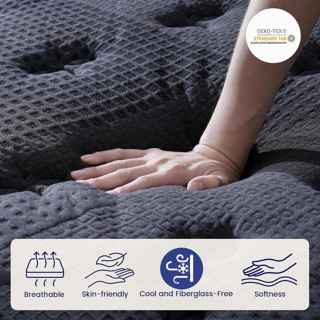 (High-End Upgraded) Luxury 12 Inch Full Size Hybrid Mattress in a Box | with Gel Memory Foam & Pocket Springs, 7-Zone