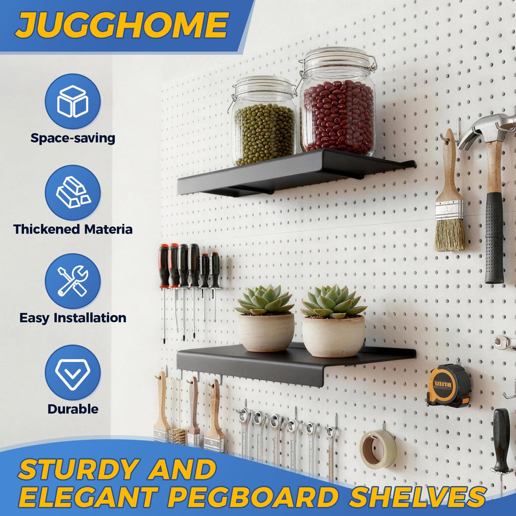 6 Pack Pegboard Shelves, 10x4.3 Inch Metal Peg Board Shelving