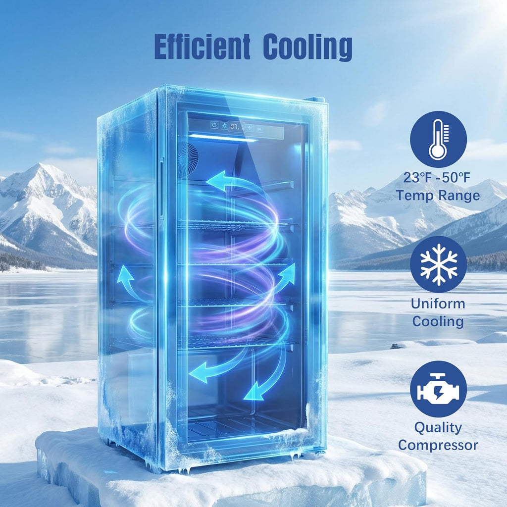 Beverage Refrigerator, 160 Can Freestanding Mini Fridge with Glass Door for Soda