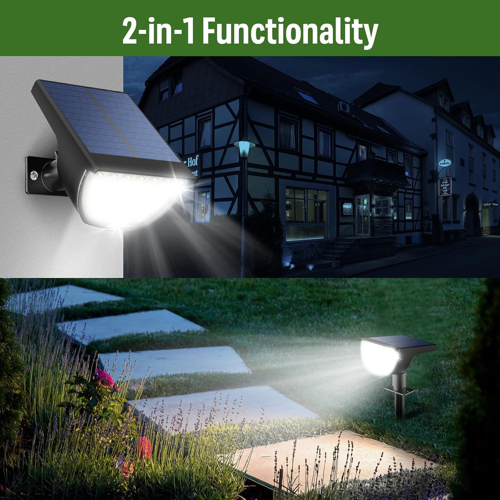 Solar Lights Outdoor Waterproof IP65, Solar Powered 76 LED 3 Lighting Modes Solar Spot Lights Outdoor for Yard Garden