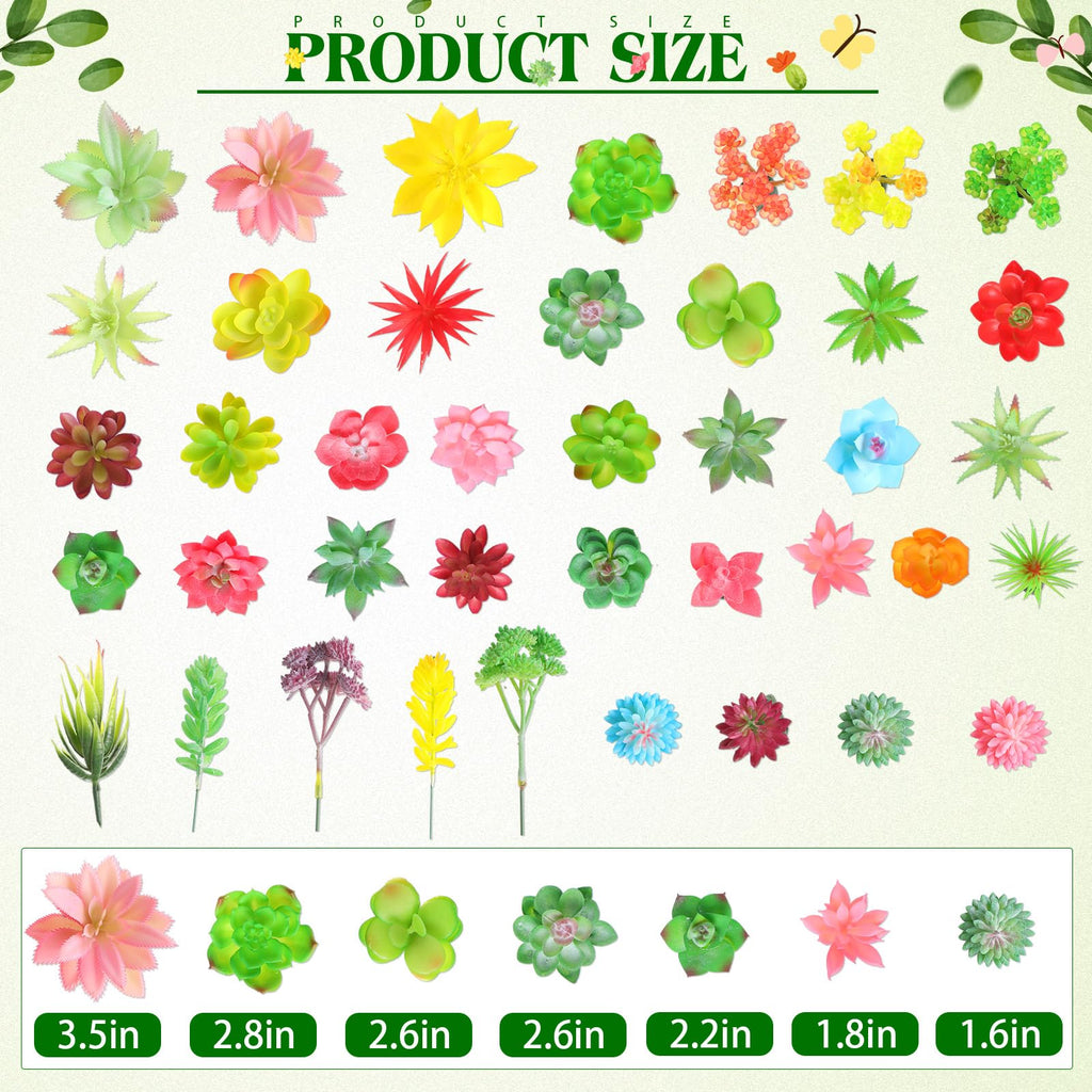 100 Pcs Fake Succulent Artificial Succulents Plants, Fresh Style