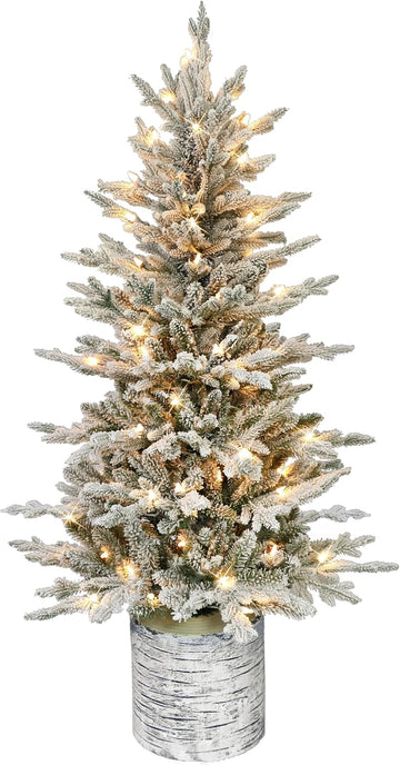 International 4.5ft Pre-Lit Potted Flocked Arctic Fir Christmas Tree