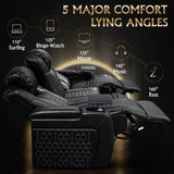 Home Theater Seating, Living Room, Powered Headrest, Powered Lumbar, Italian Leather, Powered Recline (Black