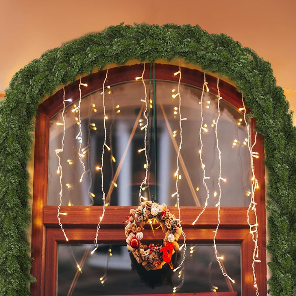 1 Pcs 15 ft Deluxe Thick Christmas Pine Garland Faux Greenery Garland