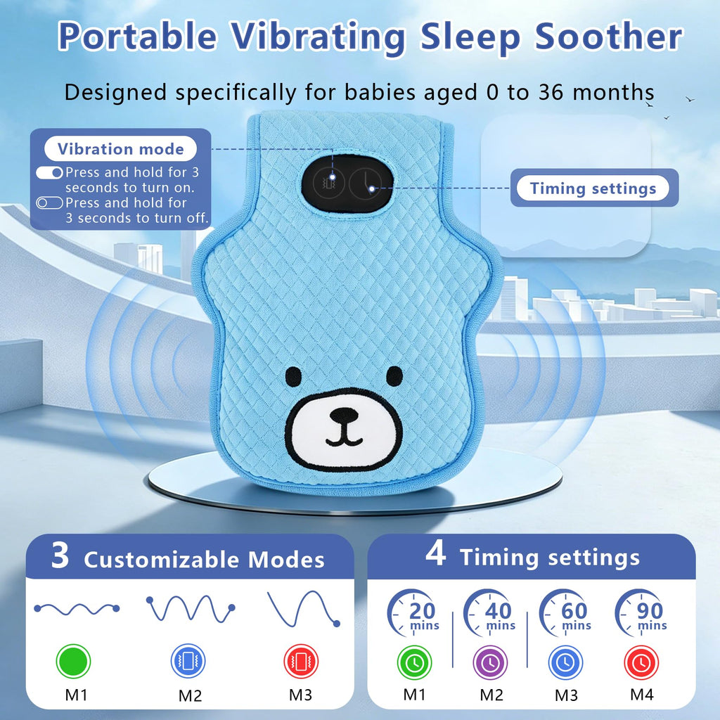 Portable Vibrating Sleep Soother,Crib Vibrating Soother with 3 Adjustable Vibration Modes & 90 Min Timer,Portable