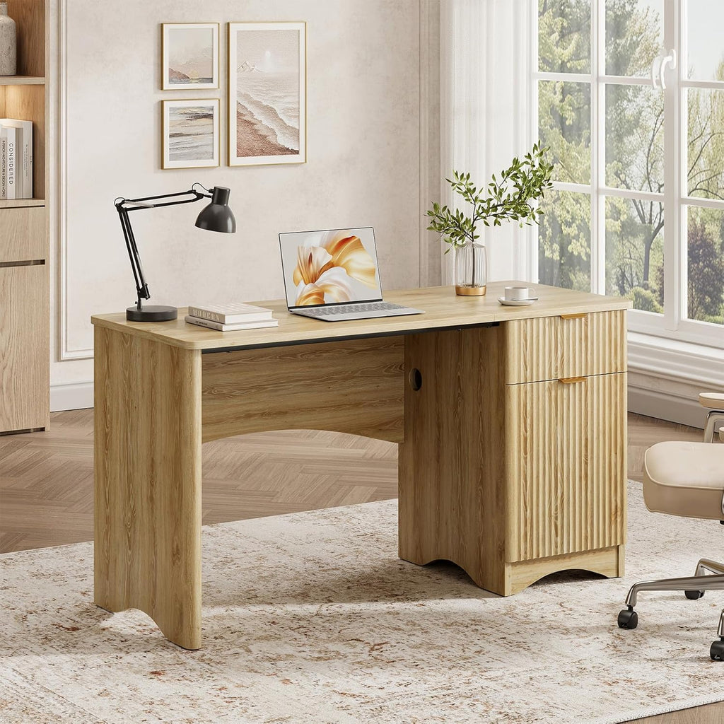 47 inch Computer Desk with Drawer, Office Desk with File Cabinet
