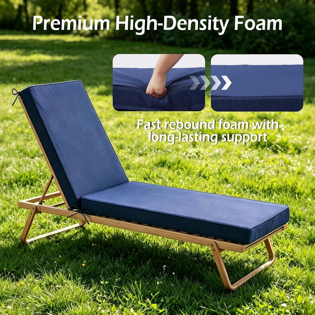 Chaise Lounge Cushions Outdoor, 72"x21"x3", Navy Blue | Waterproof, Fade Resistant, For Pool Beach Patio Hotel