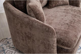 Modern Swivel Lounge Chair and Ottoman — Brown Chenille