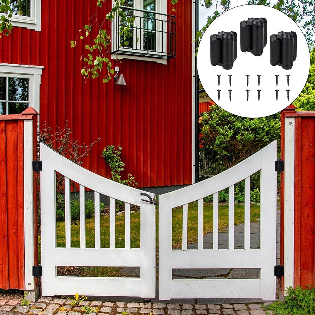 3Pcs Heavy Duty Self Closing Gate Hinges Adjustable Fence Hinges Kit 3.72x2.91x2.24Inch Sturdy Polymer and Stainless