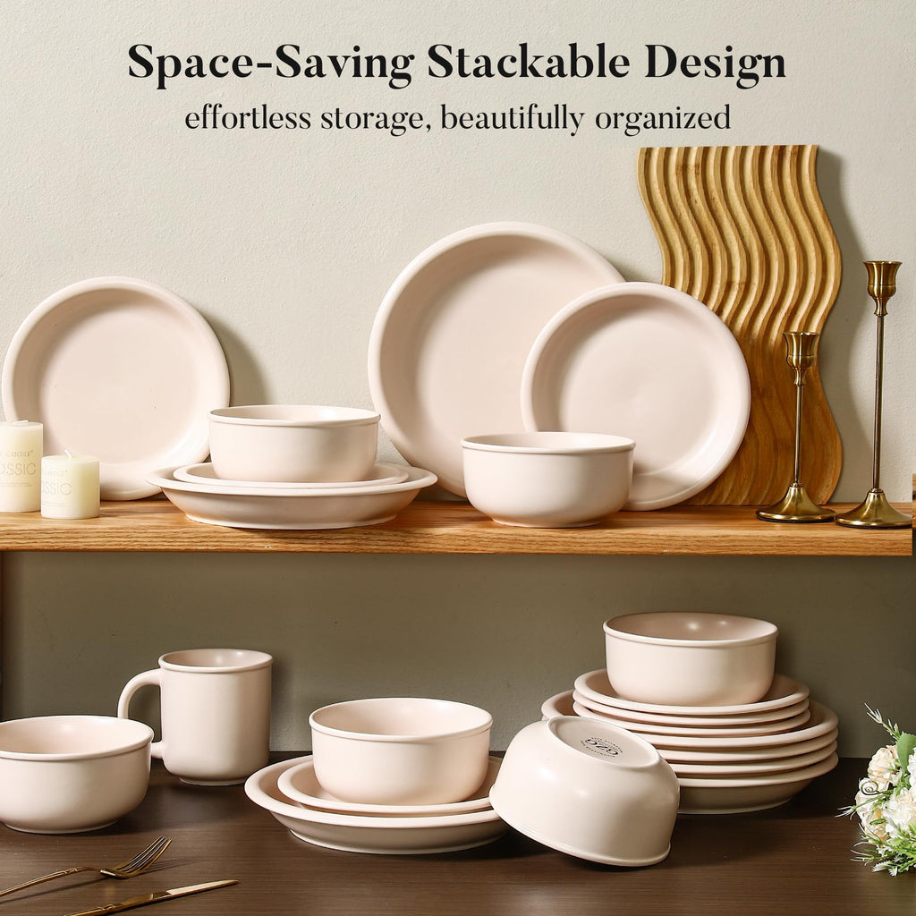 Vintage Series Ceramic Dinnerware Set for 2, 6 Pieces, Cream White