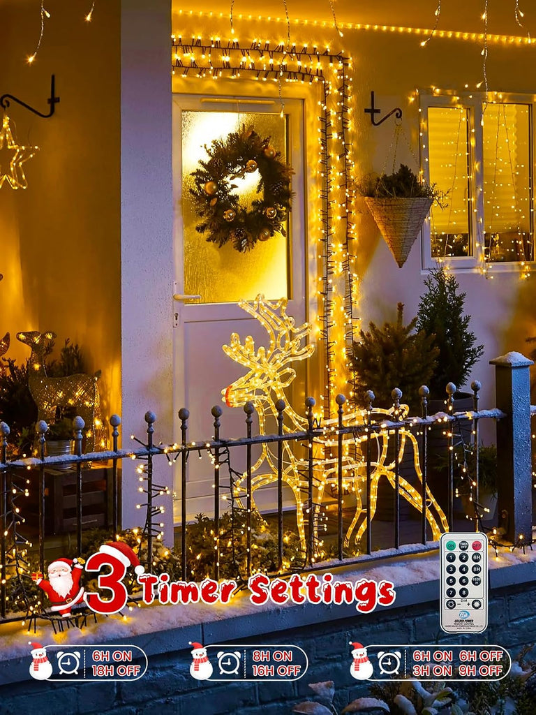 Cluster Lights 50FT 1000 LED String Lights with Remote Warm White