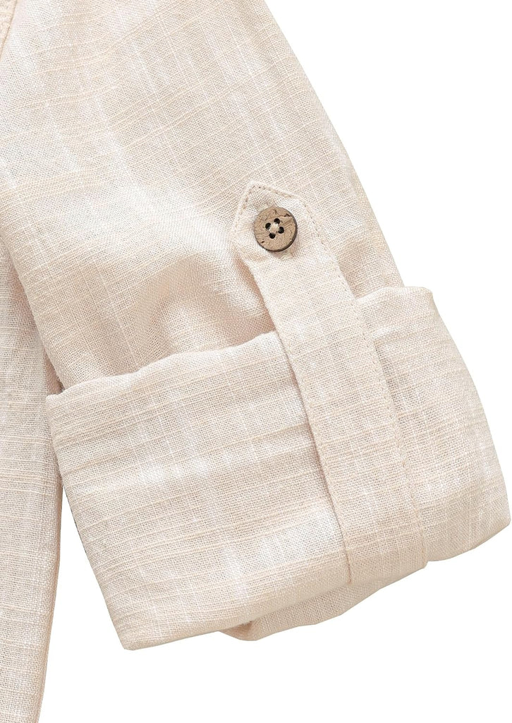 Boys Button Down Shirt Roll-Tab Long Sleeve Dress Shirts