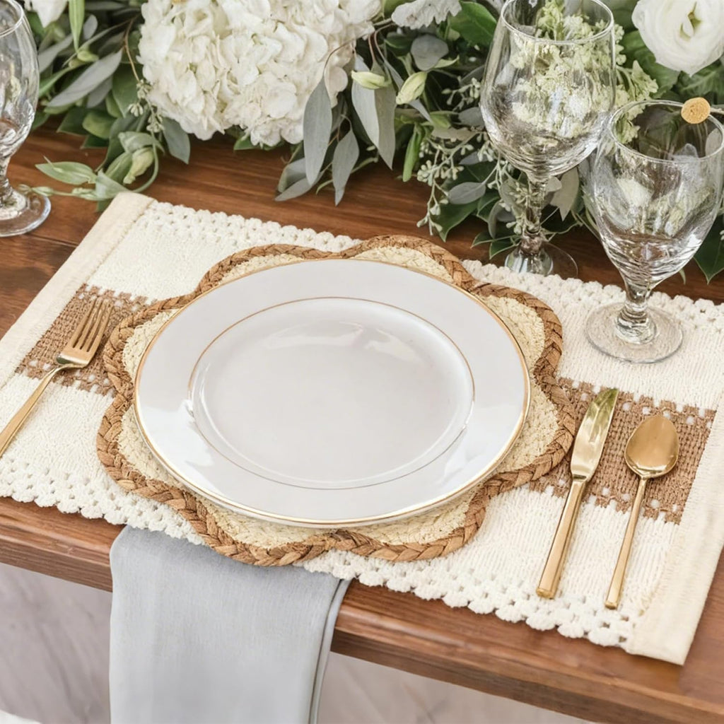 Sunflower Rattan Placemat Set, Woven Boho Table Mats, Natural - Set of 6