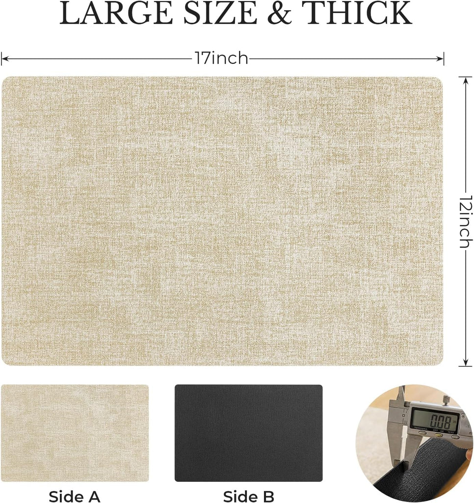 Vinyl Placemats, Reversible Faux Leather Heat Resistant Wipeable Table Mats, Waterproof Washable Non-Slip - Set of 4