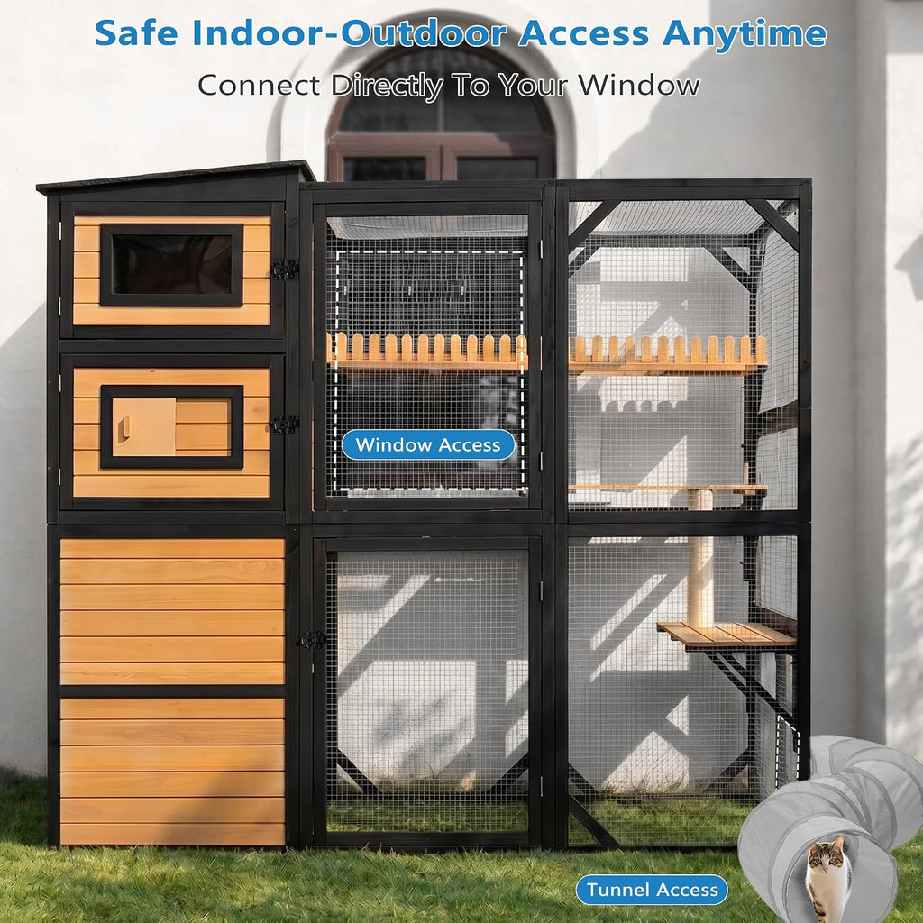 Catio Outdoor Cat Enclosure, 6 Platforms, Walk-in Door, Window Access