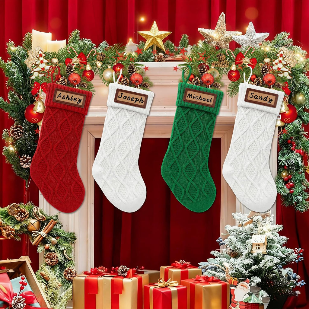 Knitted 4 Pack: Large Knit Xmas Stockings - Set of 4
