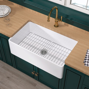 Farmhouse Sink 33 x 20 Inch White Fireclay Apron Front Kitchen Sink