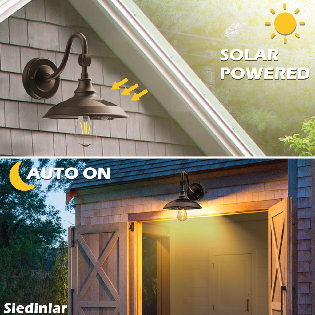 Solar Barn Light Outdoor Aluminum with 3 Modes 1 Pack Dark Bronze