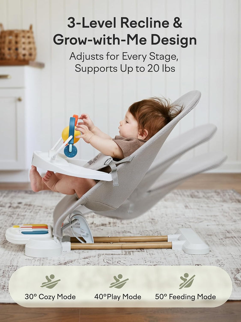 Baby Bouncer with 3 Recline Positions, Bouncer Seat for 0-6 Months
