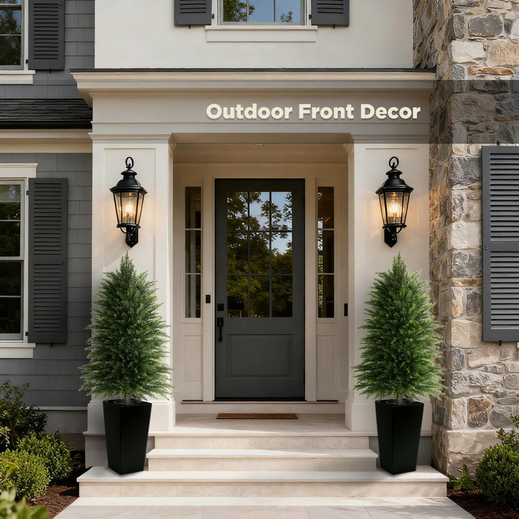 4ft UV Resistant Artificial Cedar Trees, Full Realistic Shape, 2-Pack Black