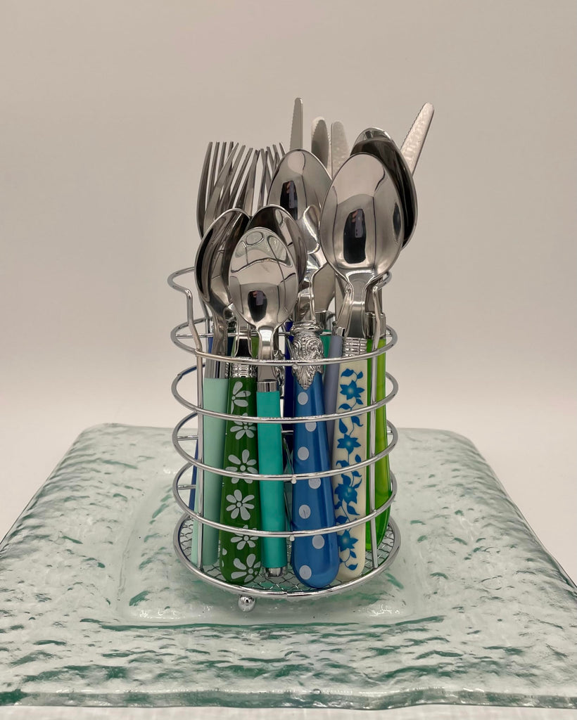 Eclectic Blue & Green Mix & Match Stainless Steel Flatware Collection, Set of 16