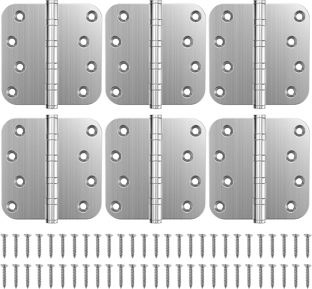 Ball Bearing Door Hinges, 4 x 4 Inches Door Hinges, 5/8'' Radius Corner Hinges, Heavy Duty Stainless Steel