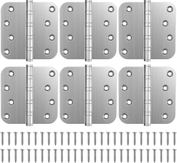 Ball Bearing Door Hinges, 4 x 4 Inches Door Hinges, 5/8'' Radius Corner Hinges, Heavy Duty Stainless Steel