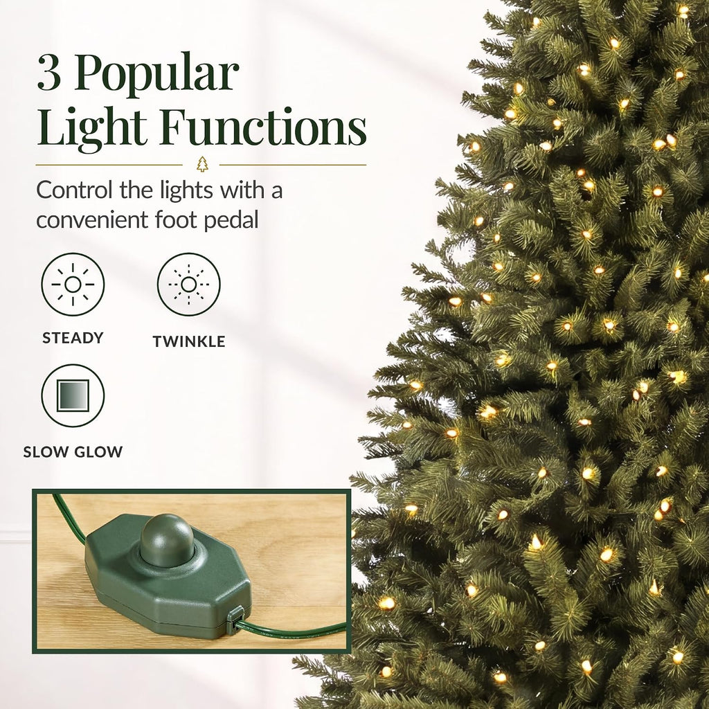 Artificial Christmas Tree with LED Twinkling Lights, Pre-Lit Spruce Realistic Holiday Xmas Décor, 900 Lights